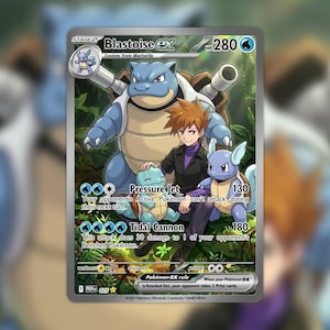 Blastoise ex (Blue) Custom made TCG HOLO Card PKM-025 | Pokemon Fan Art