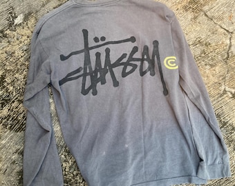 Vintage Stussy 2002 Long Sleeve Logo Thrased Distressed Sun Faded
