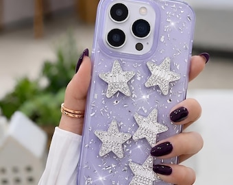 Glittrigt stjärnfodral för iPhone 15 14 13 Pro Max, skyddande glitterfodral