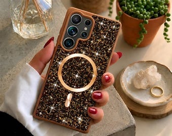 Glittrande strass-skal till Samsung Galaxy, glitter Magsafe-fodral för S26 S25 S24 Ultra