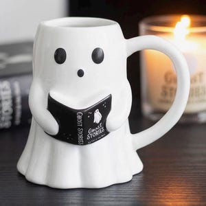 Reading Ghost Halloween Coffee Mug - Book Lover Halloween Gift
