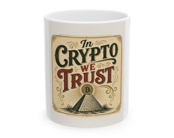 暗号通貨を信じようマグカップ｜ビットコインピラミッド柄セラミックコーヒーカップ