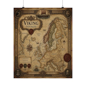 Vikingaresor Karta Poster | Historisk kartografi Konsttryck