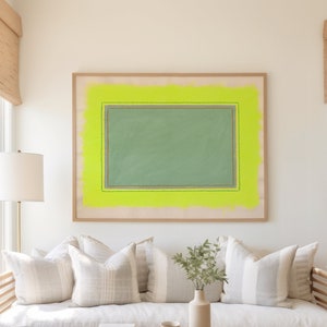 Sage Green & Lime Green Abstract Art Print | Minimalist Wall Art | Bright Color Wall Print | Colorful Framed Art Print | Large Framed Art