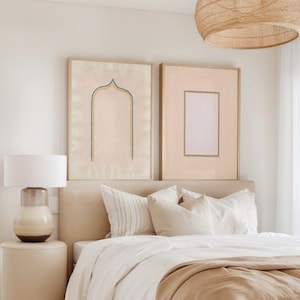 Light Pink Pair of Minimalist Wall Art Prints | Pastel Abstract Art in Pale Pink and Lilac | Vertical Framed Print Set of 2 | Nursery Art