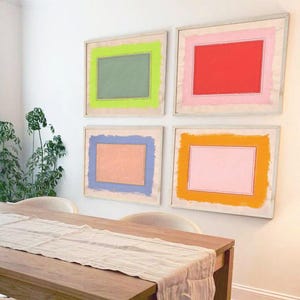 Colorful Art Prints Set of 4 | Dopamine Wall Art | Framed Abstract Art | "Bright Place" Gallery Wall Set | Minimalist Colorful Wall Art