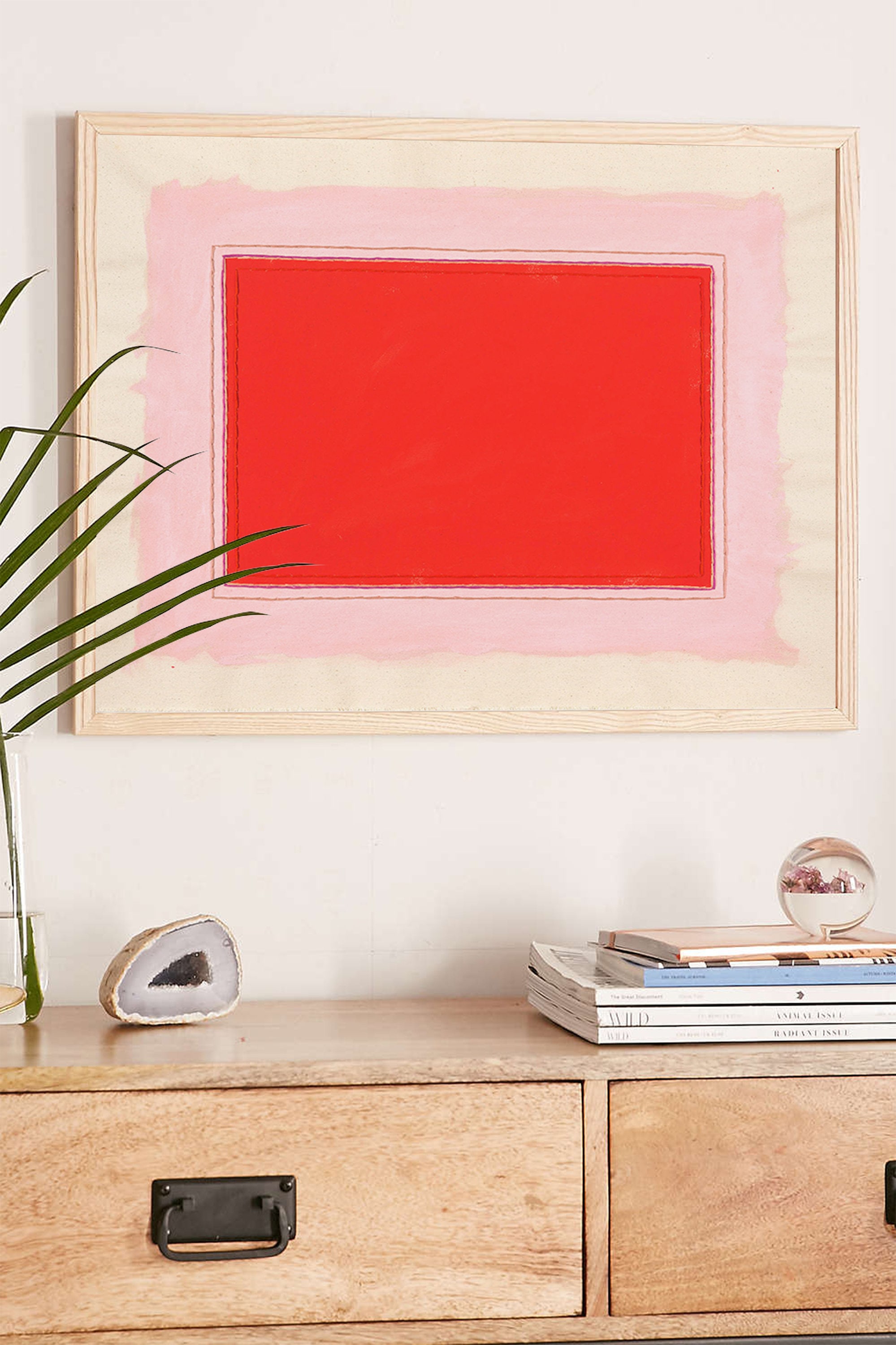 Cherry Red & Pink Art Print Abstract Minimalist Wall Art Bright Fun