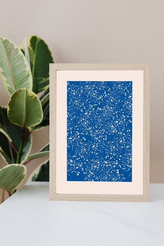 Dark Blue Minimalist Wall Art Navy Blue Celestial Galaxy | Etsy