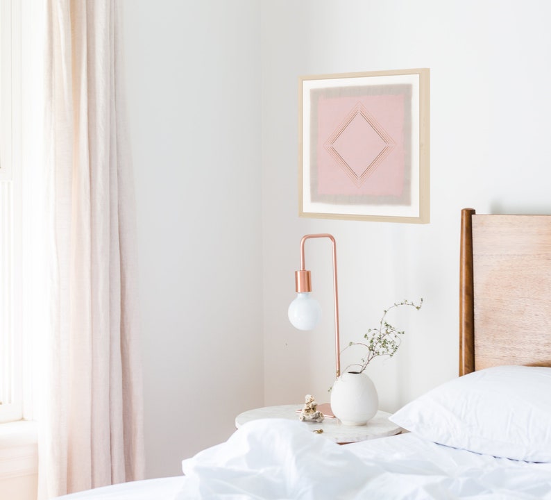 Abstract Pastel Pink Art Print Minimalist Geometric Japandi Etsy