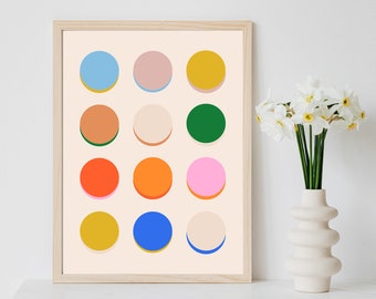 Bright Multicolor Dot Wall Art | Modern Circles Art Print | Colorful Abstract Art | Nursery Printable | Bright Dorm Room | Dorm Prints