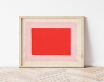 Cherry Red & Pink Art Print | Abstract Minimalist Wall Art | Bright Fun Giclée | Framed Wall Art Print | Horizontal Large Framed Art