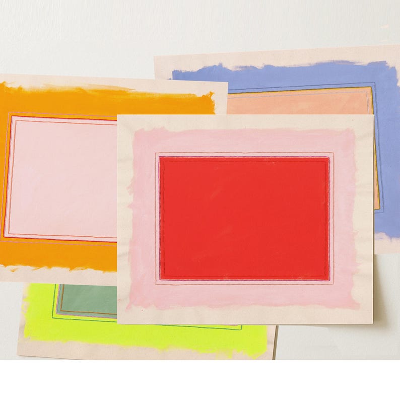 Bunte Kunstdrucke 4er Set | Dopamin Wandkunst | "Bright Place" Galeriewand-Set | Minimalistische bunte Wandkunst Bild 5