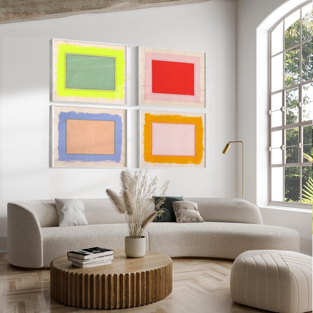 Bright, Colorful Abstract Art Print Gallery Wall Set of 4 | Minimalist ...