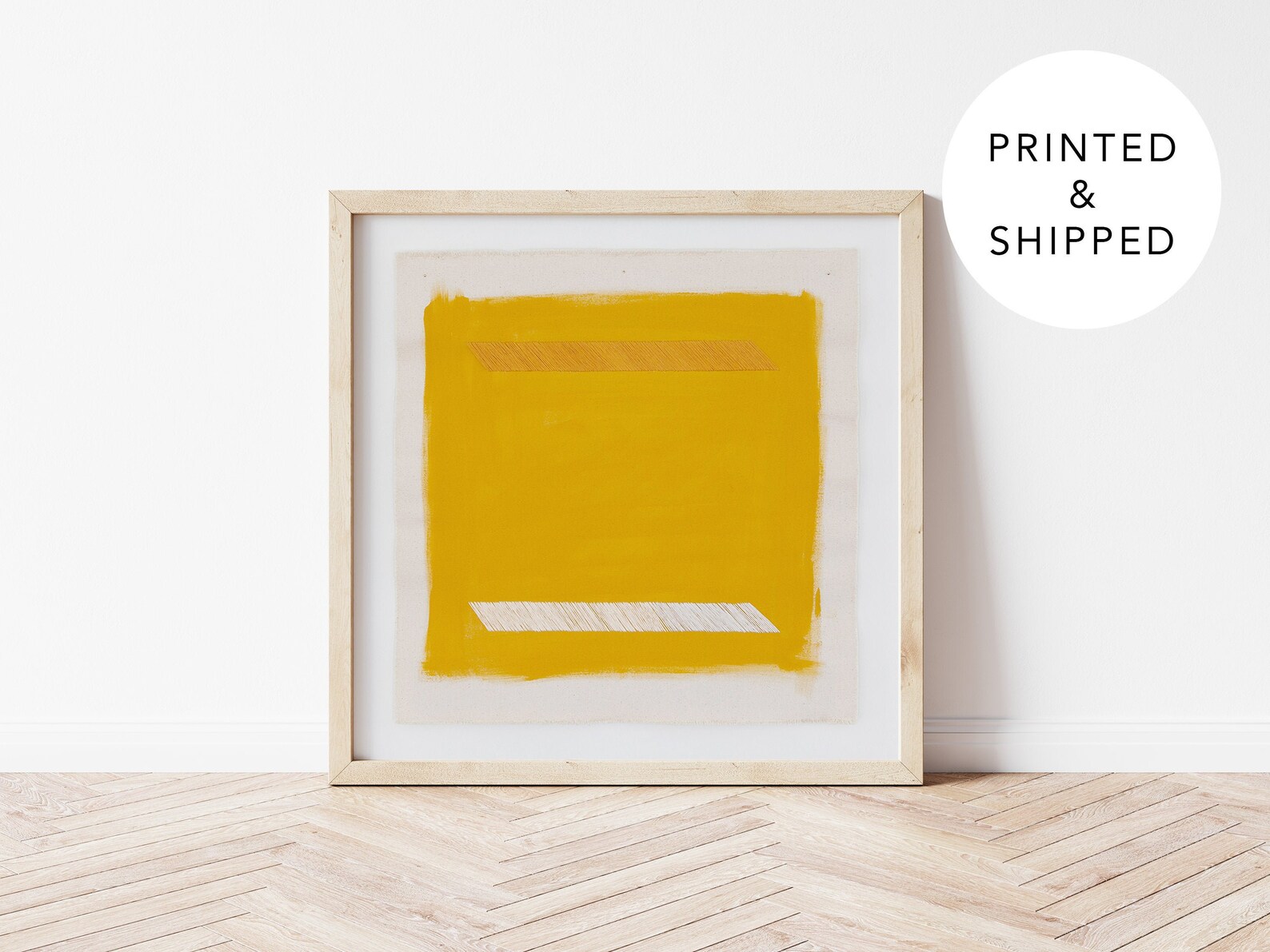 Mustard Yellow Wall Art Print Simple Geometric Painting - Etsy