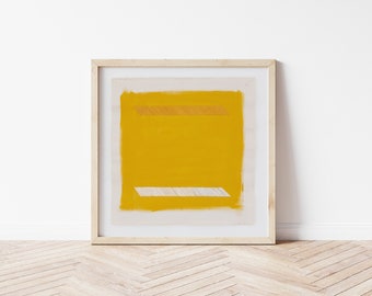 Mustard Yellow Wall Art Print | Simple Geometric Painting | Framed Minimalist Wall Art | Japandi | MidCentury Modern Art | Rothko | Square
