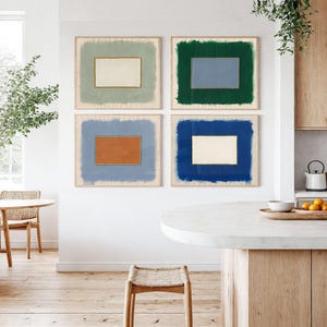 Abstrakte Wandbilder | 4er-Set Minimalistische Neutrale Kunstdrucke