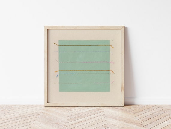 Preppy Colorful Print | Sage Green Abstract Art Print | Minimalist Framed Wall Art | Large Square Physical Print | Colorful Simple Giclee