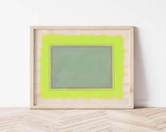Sage Green & Lime Green Abstract Art Print | Minimalist Wall Art | Bright Color Wall Print | Colorful Framed Art Print | Large Framed Art