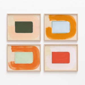 Helles, Buntes Set mit 4 großen Kunstdrucken gerahmt Abstraktes minimalistisches Poster | Mid-Century Modern Galerie Wand Kunst | Gartenkern