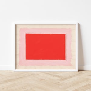 Cherry Red & Pink Art Print Abstract Minimalist Wall Art Bright Fun Giclée Framed Wall Art Print Horizontal Large Framed Art zdjęcie 8