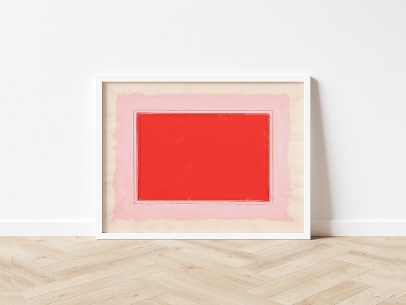 Cherry Red & Pink Art Print Abstract Minimalist Wall Art Bright Fun Giclée Framed Wall Art Print Horizontal Large Framed Art image 8