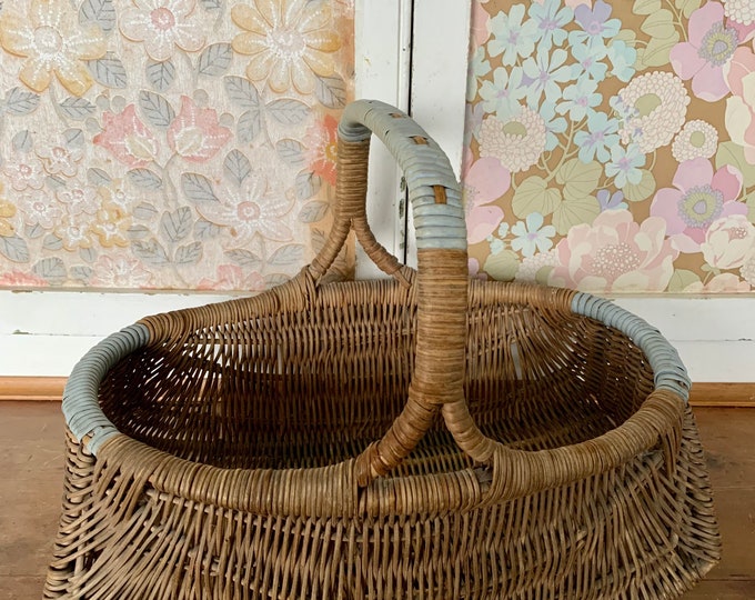 Vintage Wicker Shopping Basket Etsy UK