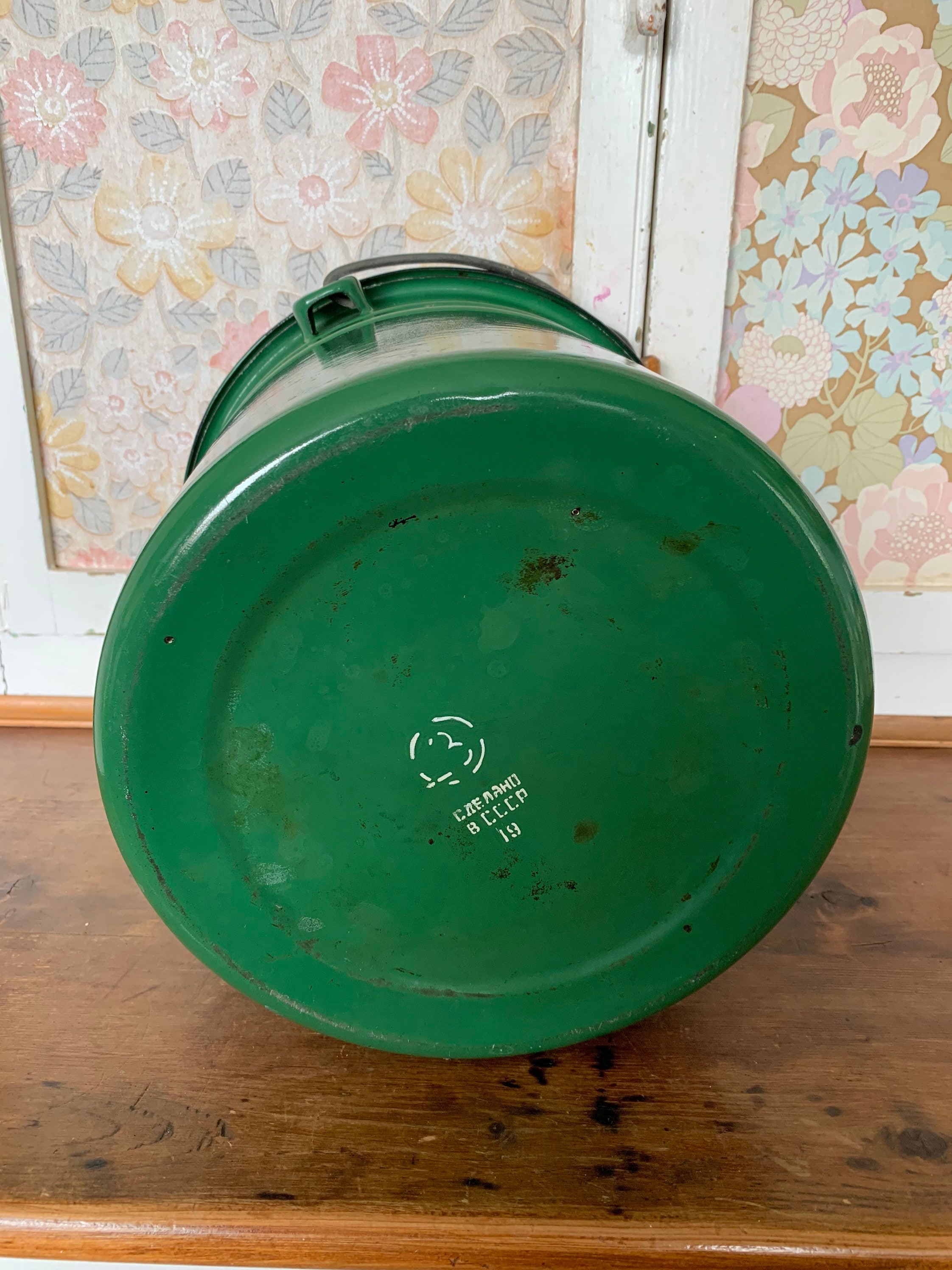 Useful Green Enamel Bin with lid Etsy