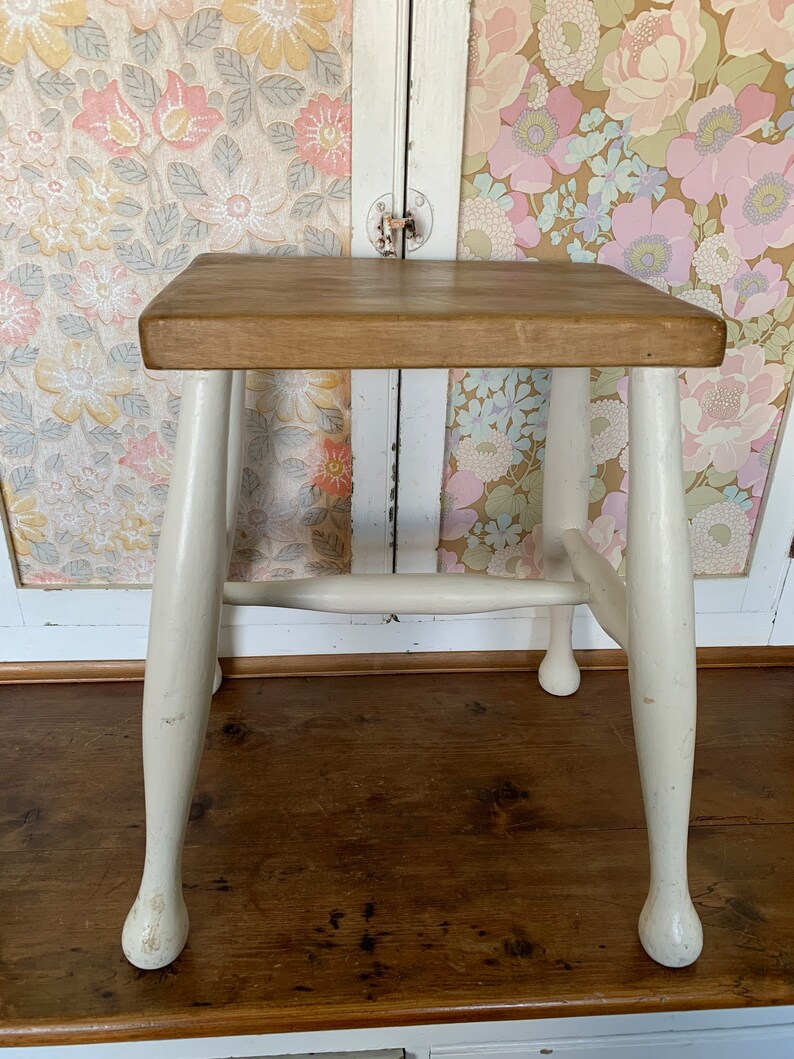 Vintage Wooden Kitchen Stool Etsy UK