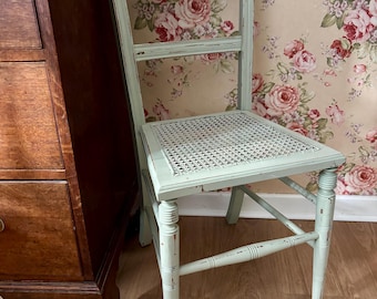Vintage Painted Wooden Cane Seat Chair