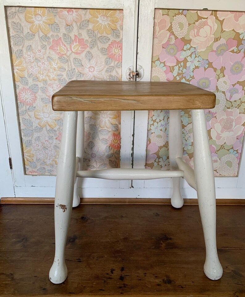 Vintage Wooden Kitchen Stool Etsy UK