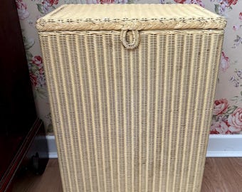 Vintage Yellow Lloyd Loom Laundry Basket