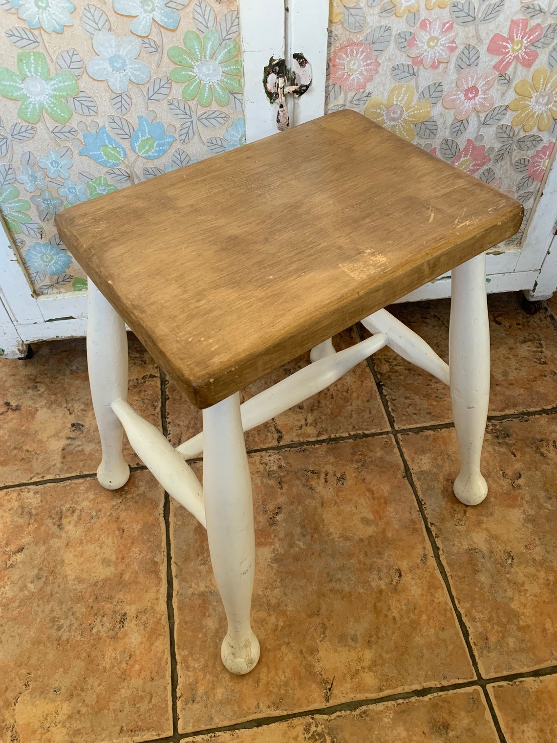 Vintage Wooden Kitchen Stool Etsy UK