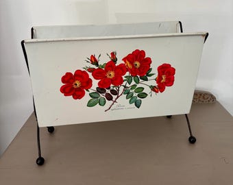 Vintage Floral Metal Magazine Rack