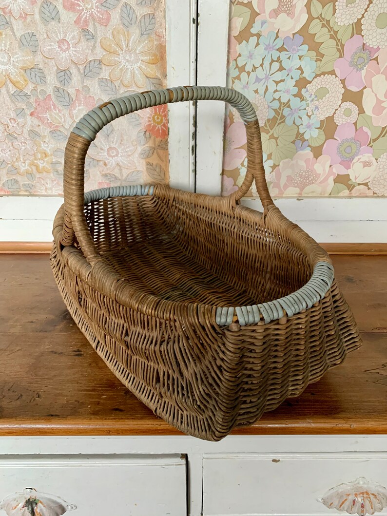 Vintage Wicker Shopping Basket Etsy UK