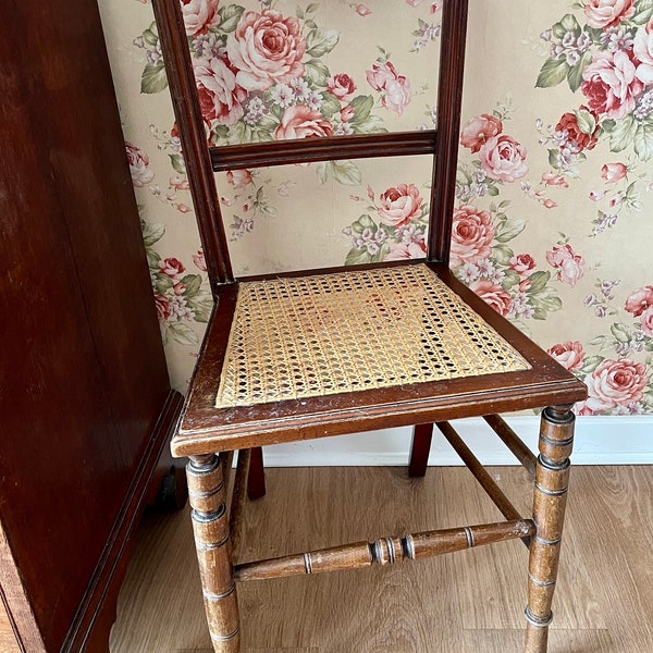 Vintage Wooden Cane Seat Chair