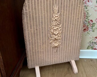 Vintage Pink Wicker Firecreen