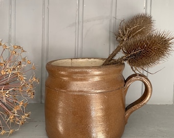 Small French Stoneware Pot with Handle