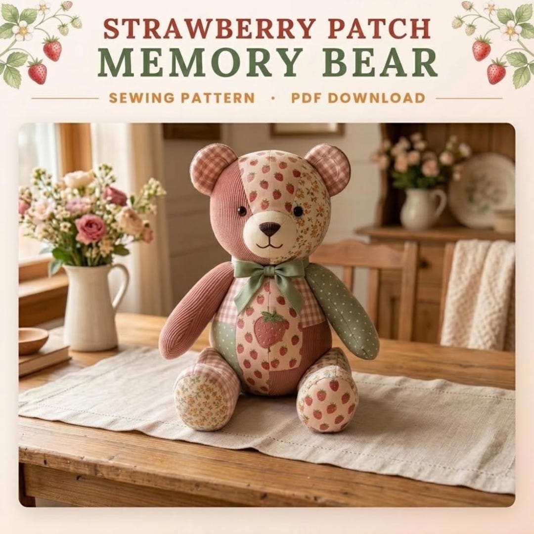 Teddy Bear Pattern, Memory Bear Pattern, Patchwork Teddy, Stuffed Bear ...