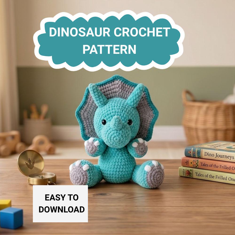 30 Triceratops Crochet Patterns for Dino Lovers, Nursery Decor, and Handmade Gifts 26 Instant Download Triceratops Crochet Plush Pattern
