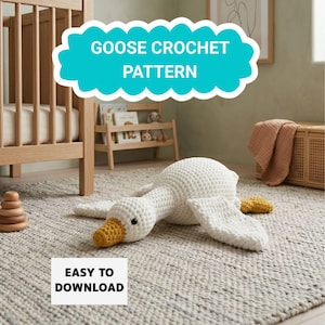 Gåsvirkmönster PDF | Handledning för amigurumi-plysch med gåshylla | DIY-virkad gåshylla | Mönster för direktnedladdning