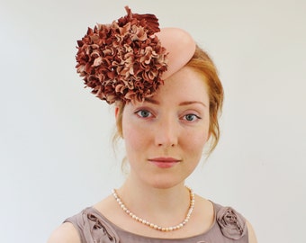Leather cocktail hat, dusty pink garden party hat, races hat, cocktail hat, leather hat, pink fascinator, Ascot hat