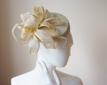 Sinamay straw pillbox hat, garden party pillbox hat, wedding hat, races hat, Ascot hat