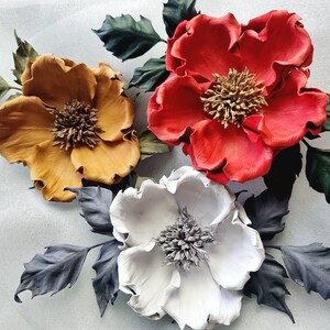 LEATHER WILD ROSE brooch, leather gift for her, leather anniversary gift, leather rose jewelry, leather floral brooch