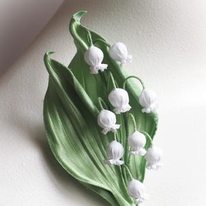 klaar voor verzending katoenen LELIETJE- VAN VALLEN BROCHE, katoencadeau voor haar, stoffen lelietje-van-dalenhuwelijk, lelietje-van-dalencorsage afbeelding 2