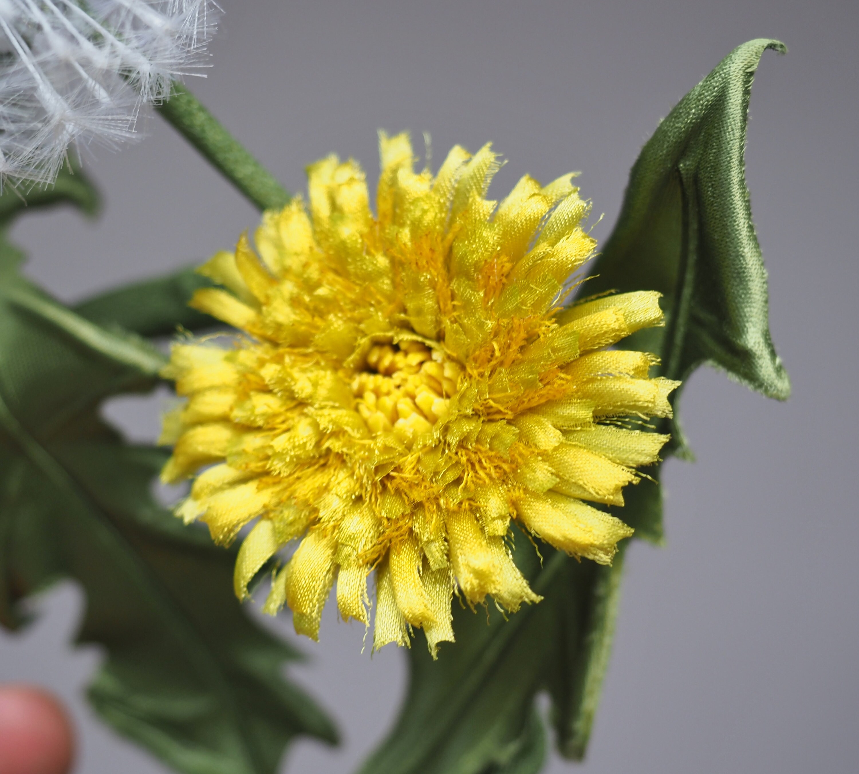 ORIGINAL SILK DANDELION Clock Brooch, Textile Dandelion Brooch ...