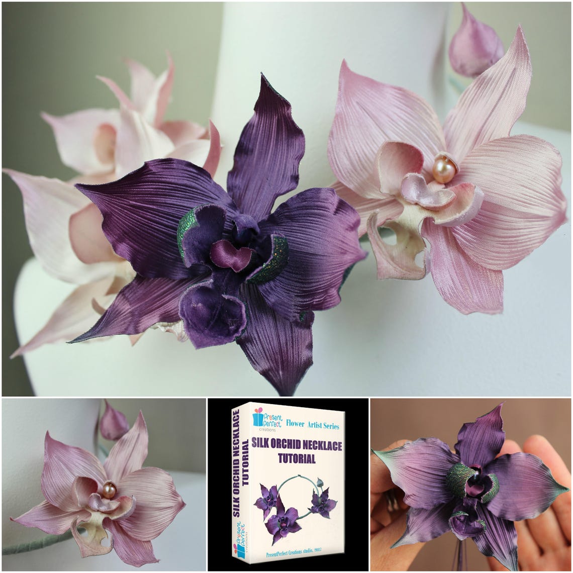 SILK ORCHID TUTORIAL fabric orchid tutorial orchid template Etsy