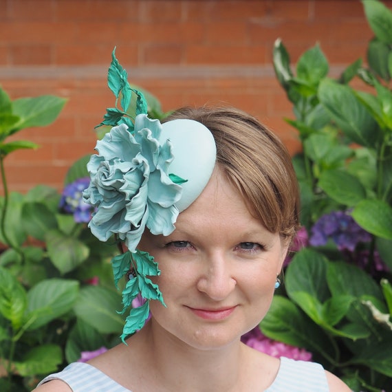 Leather Rose Mint Flower Hat 