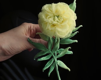 SILK MARIGOLD FLOWER, yellow grooms boutonniere, fabric flower gift for her