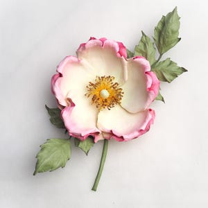 ready to ship hand dyed WILD LEATHER ROSE corsage, anniversary gift for her, handmade leather floral brooch, pink flower pin