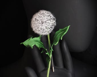 SILK DANDELION PIN, dandelion clock brooch, textile dandelion brooch, dandelion wedding, dandelion art, anniversary gift